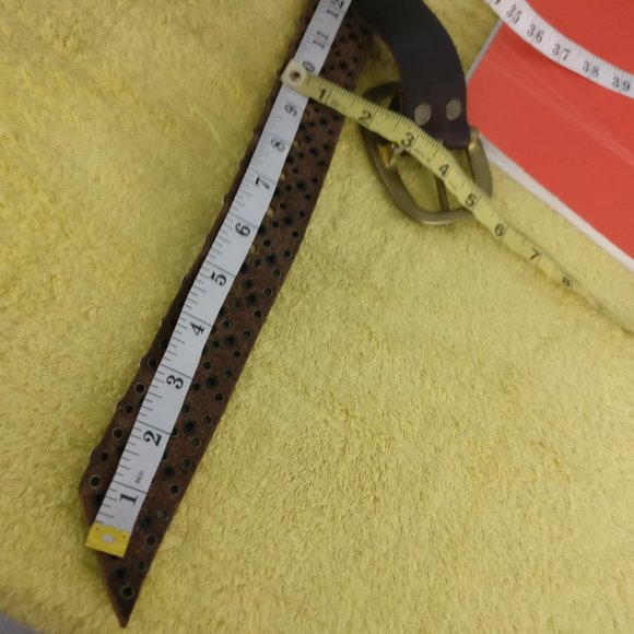 BRAVE CANADA HANDMADE Goth Leather Belt, 100% Leather Upper Leather Lining 37" - Picture 7 of 7